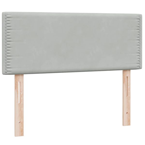 Боксспринг легло с матрак и LED, светлосиво, 100x220 см, кадифе