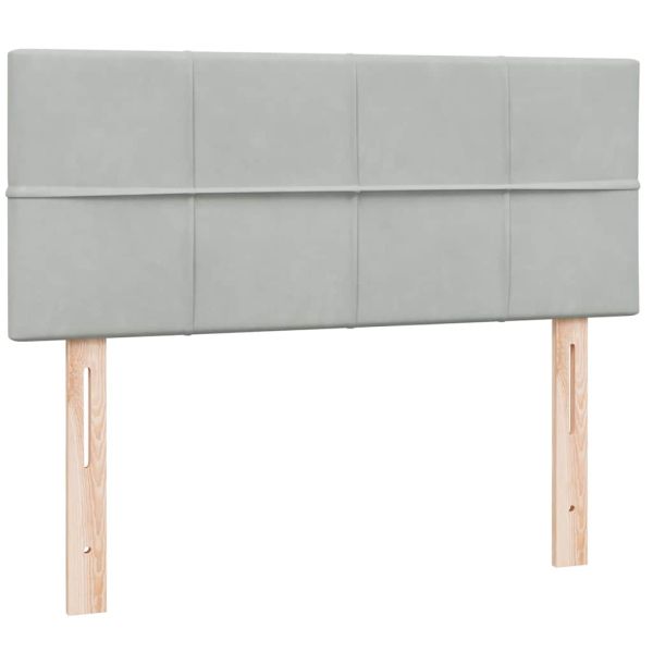 Боксспринг легло с матрак и LED, светлосиво, 100x220 см, кадифе