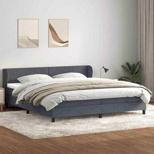 Box Spring легло с матраци Тъмно сиво 200x210 cm Кадифе