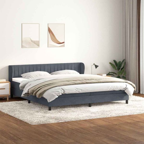 Box Spring легло с матраци Тъмно сиво 200x210 cm Кадифе