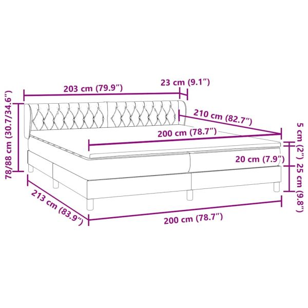 Box Spring легло с матраци Тъмно сиво 200x210 cm Кадифе