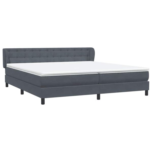 Box Spring легло с матраци Тъмно сиво 200x210 cm Кадифе
