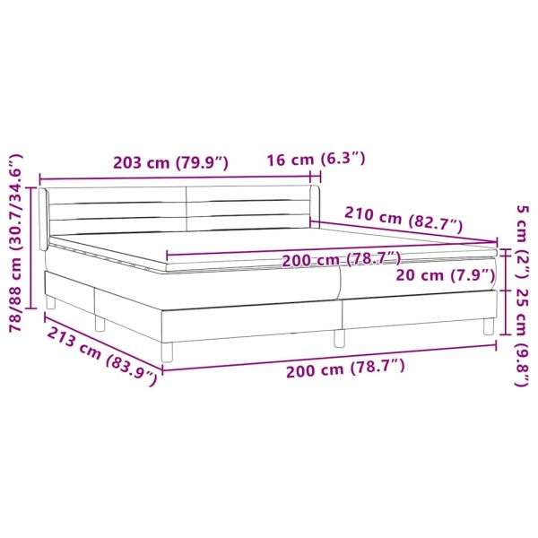 Боксспринг легло с матрак, тъмносиво, 200x210 см, кадифе