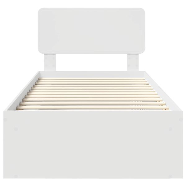 Рамка за легло с таблото Бяло 100 x 200 cm Солидно борово дърво