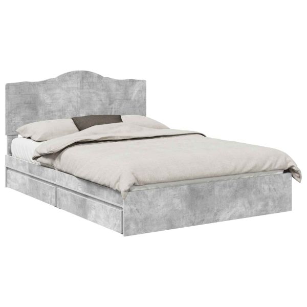 Легло с място за съхранение Циментено сиво 160 x 200 cm