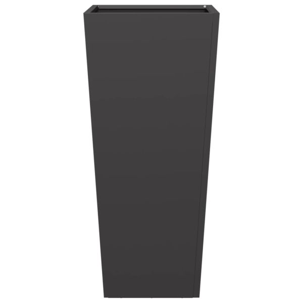 Градински кашпи, 2 бр, черни, 35x35x75 см, стомана