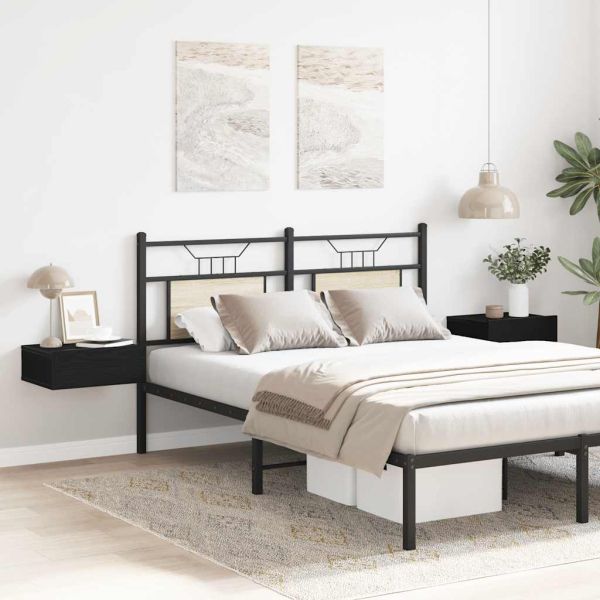 Нощни шкафчета с 2 места, черен дъб, 40x32x15 см, инженерно дърво