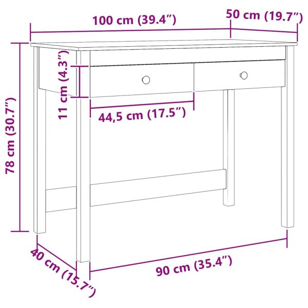 Бюро с рафт Макс Браун 100 x 50 x 78 см Солидно борово дърво