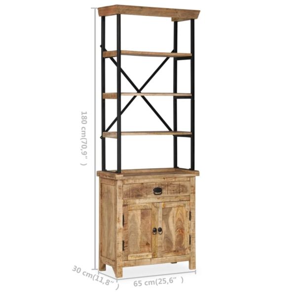 Скрин с рафтове, мангово дърво масив, 65x30x180 см