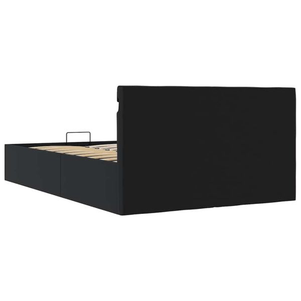 Легло с повдигащ механизъм и LED черно еко кожа 140x200 cм