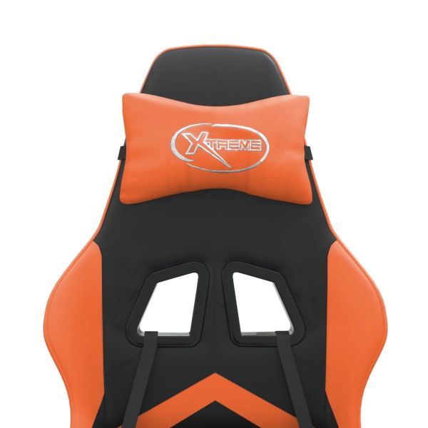 Въртящ гейминг стол, черно и оранжево, изкуствена кожа