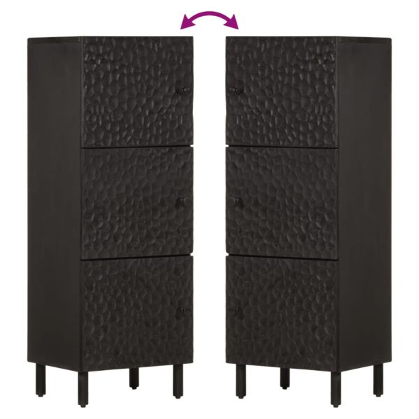 Висок шкаф, черен, 40x33x110 см, мангово дърво масив