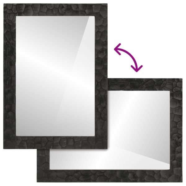 Огледало за баня черно 50x70x2,5 см дърво манго масив и стъкло