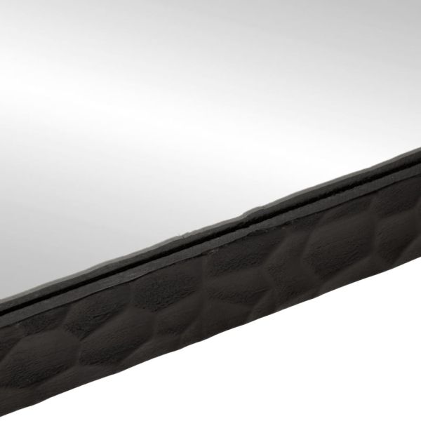 Огледало за баня черно 50x70x2,5 см дърво манго масив и стъкло