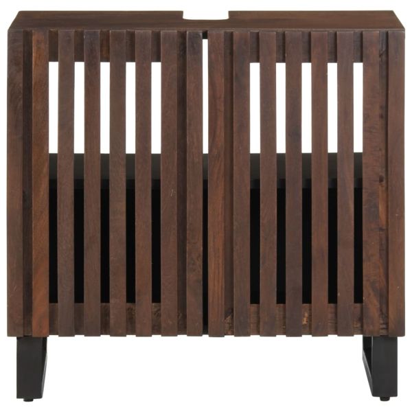 Шкаф за баня, 62x34x58 см, кафяв, масивно мангово дърво