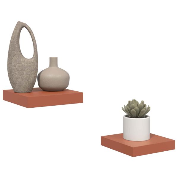 Стенен рафт 2 pcs Червено 23 x 23,5 x 4 см Инженерно дърво