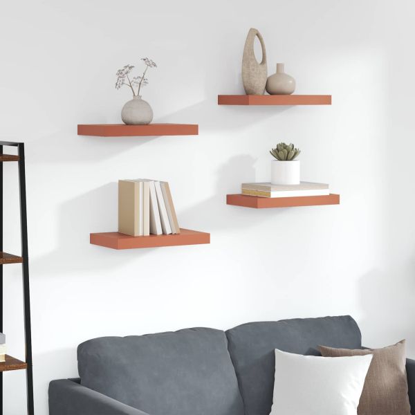 Стенен рафт 4 pcs Червено 40 x 23,5 x 4 см Инженерно дърво