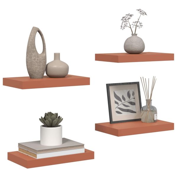 Стенен рафт 4 pcs Червено 40 x 23,5 x 4 см Инженерно дърво