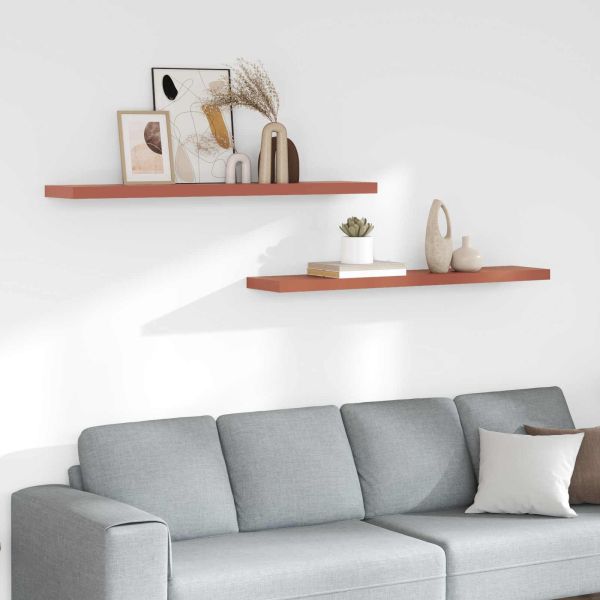 Стенен рафт 2 pcs Червено 120 x 23,5 x 4 см Инженерно дърво