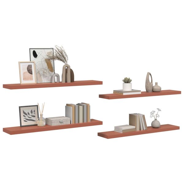 Стенен рафт 4 pcs Червено 120 x 23,5 x 4 см Инженерно дърво