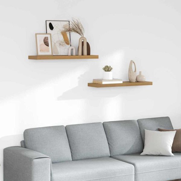 Стенен рафт 2 pcs Кафяво 90 x 23,5 x 4 см Инженерно дърво