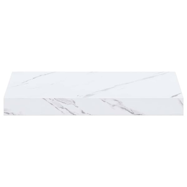 Стенен рафт 2 pcs Бял мрамор 40 x 23,5 x 4 см Инженерно дърво