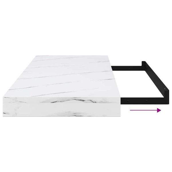 Стенен рафт Бял мрамор 50 x 23 x 4 см Инженерно дърво