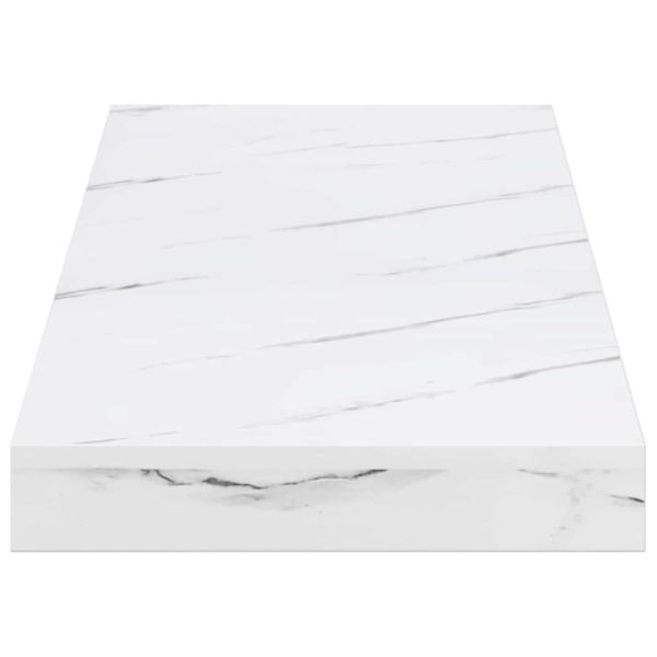 Стенен рафт 2 pcs Бял мрамор 60 x 23,5 x 4 см Инженерно дърво