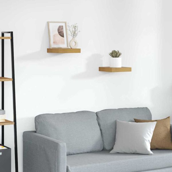 Стенен рафт 2 pcs Бежово 23 x 23,5 x 4 см Инженерно дърво