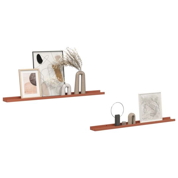 Стенен рафт с рафт 2 pcs Червено 100 x 9 x 3 cm Инженерно дърво