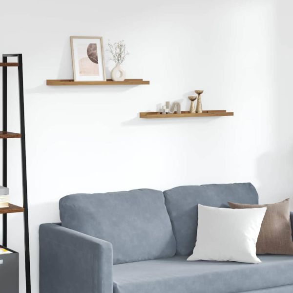 Стенен рафт с рафт 2 pcs Кафяво 60 x 9 x 3 cm Инженерно дърво