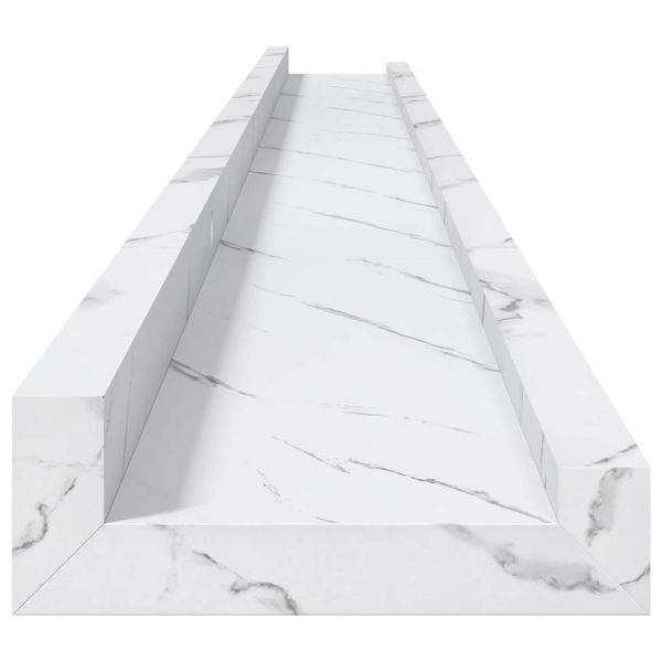 Стенен рафт 4 pcs Бял мрамор 115 x 9 x 3 cm Инженерно дърво