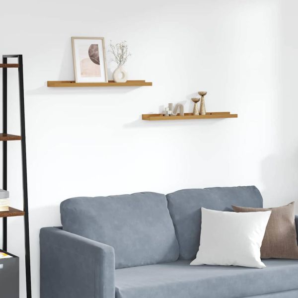 Стенен рафт с рафт 2 pcs Бежово 60 x 9 x 3 cm Инженерно дърво