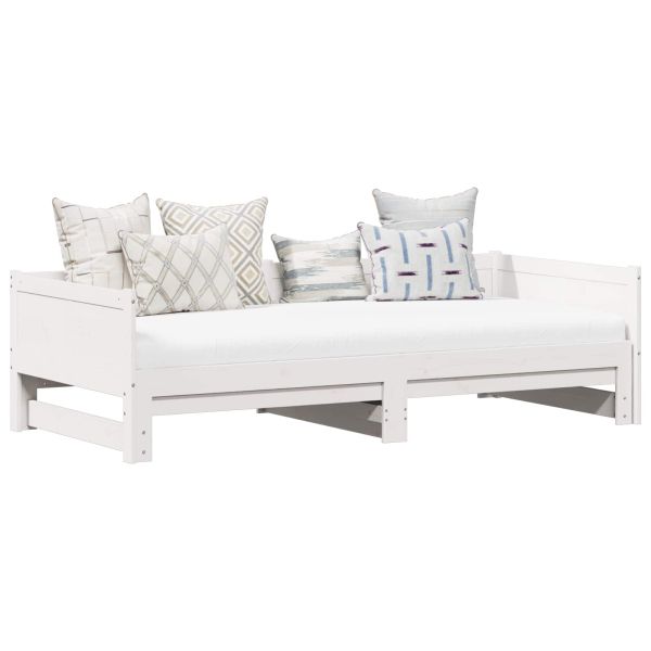 Легло с разтегателен механизъм за деня Бяло 180 x 200 cm