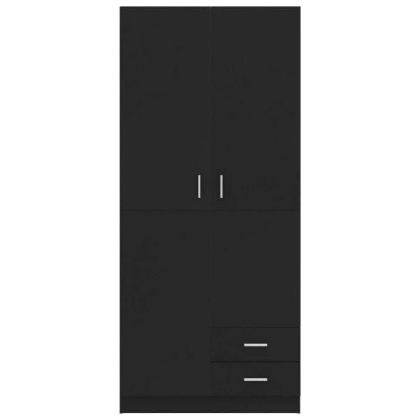 Гардероб, черен, 80x52x180 см, инженерно дърво