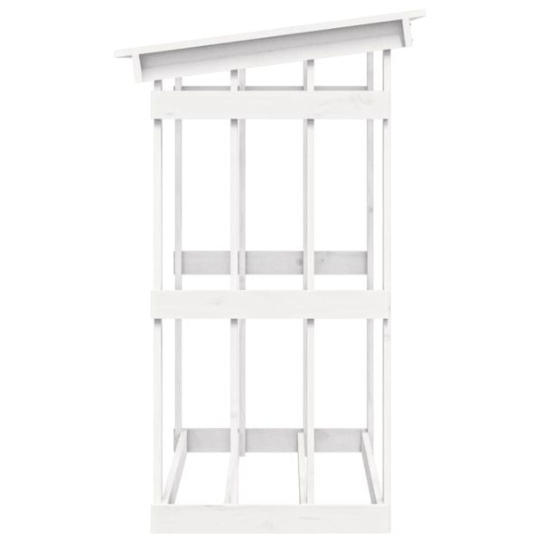 Поставка за дърва за огрев, бяла, 108x64,5x109 см, бор масив