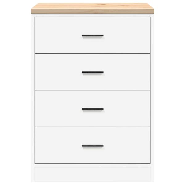 Гаражен шкаф за съхранение, бял, 60x51x85 см, бор масив