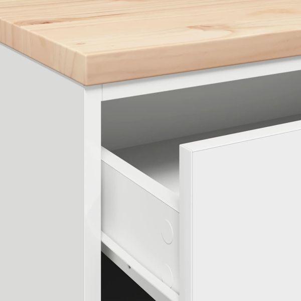 Гаражен шкаф за съхранение, бял, 60x51x85 см, бор масив