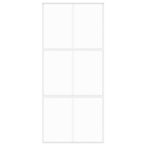 Плъзгаща се врата, бяла, 90x205 см, закалено стъкло и алуминий