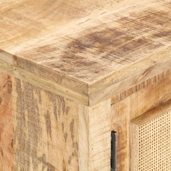 Кафе маса 90x50x35 cм мангово дърво масив и естествена тръстика