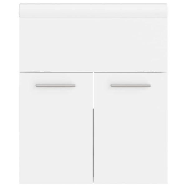 Шкаф за баня с вградена мивка, бял, инженерно дърво