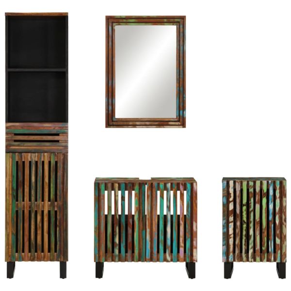 Комплект мебели за баня, 4 части, масивна акациева дървесина