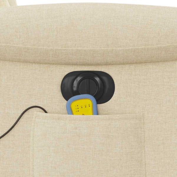 Електрически масажен реклайнер стол, кремав, текстил