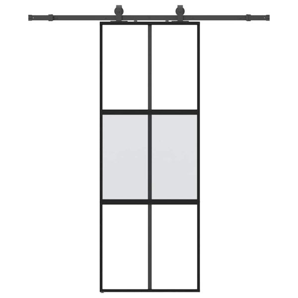 Плъзгаща се врата с комплект обков Черно 76x205 cm