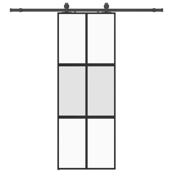 Плъзгаща се врата с комплект обков Черно 76x205 cm