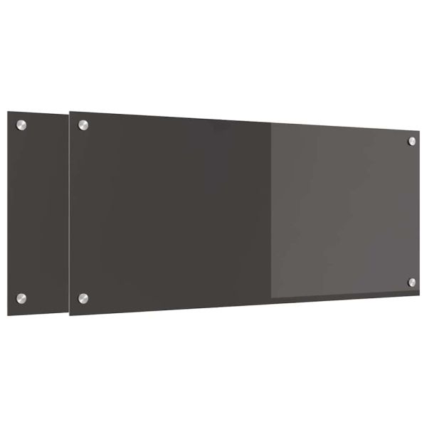 Кухненски заден панел 2 pcs Тъмен сив 90 x 40 cm