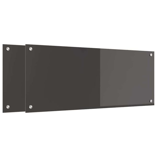 Кухненски заден панел 2 pcs Тъмен сив 100 x 40 cm