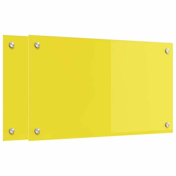 Кухненски заден панел 2 pcs Жълто 70 x 40 cm закалено стъкло