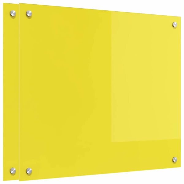 Кухненски заден панел 2 pcs Жълто 70 x 60 cm закалено стъкло