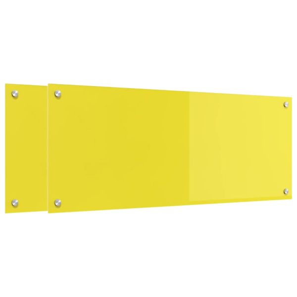 Кухненски заден панел 2 pcs Жълто 100 x 40 cm закалено стъкло